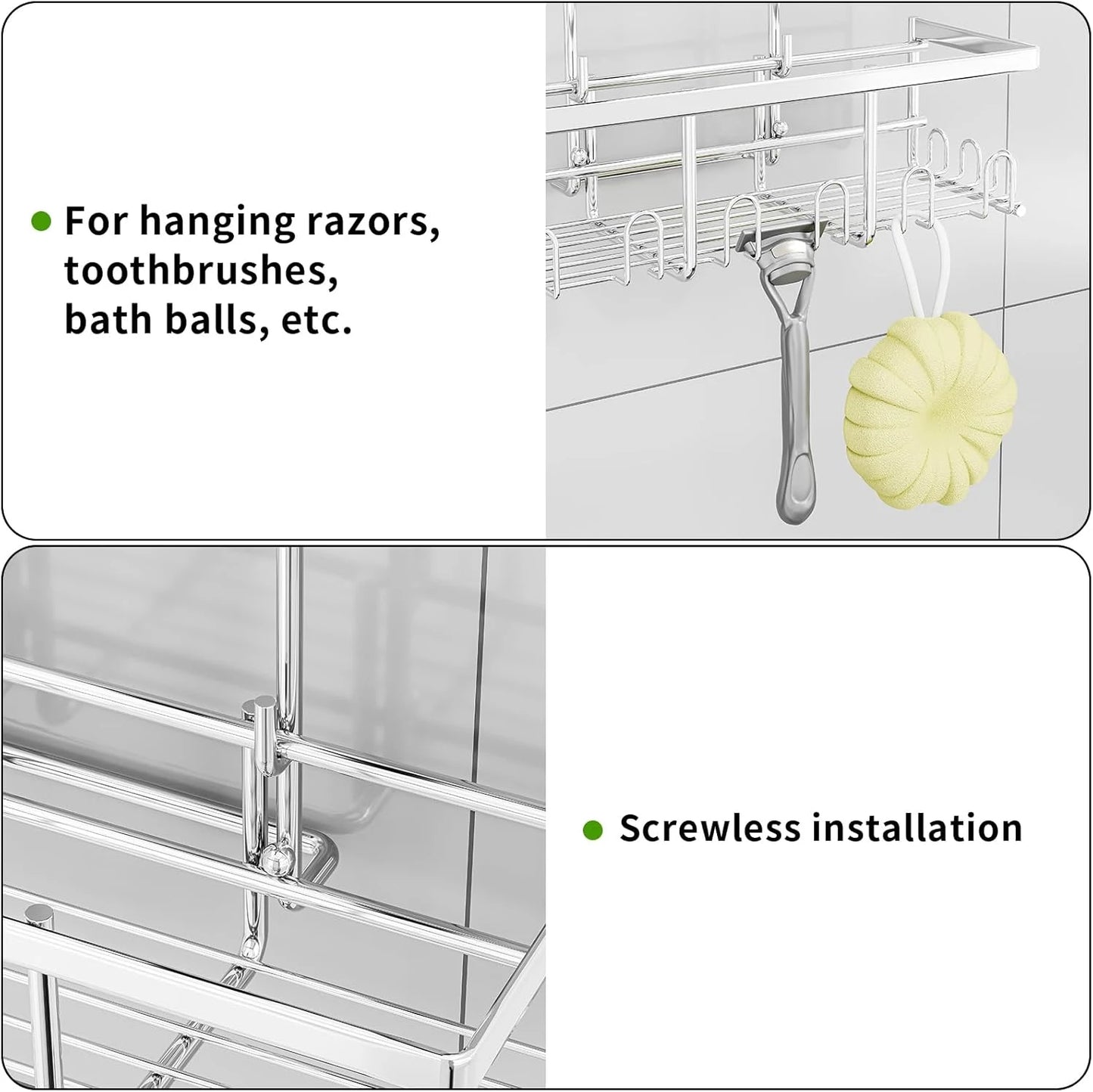 HouseUp® Innovatives Duschregal ohne Bohren & Kleben - Rostfrei Silver