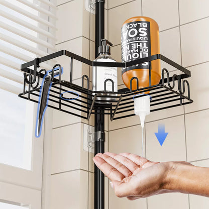 [VORBESTELLUNG] Teleskop Duschregal ohne Bohren (82-296cm) - Eckregal mit 4 Ablagen, Edelstahl Duschablage für Badewanne & Dusche - HouseUp®