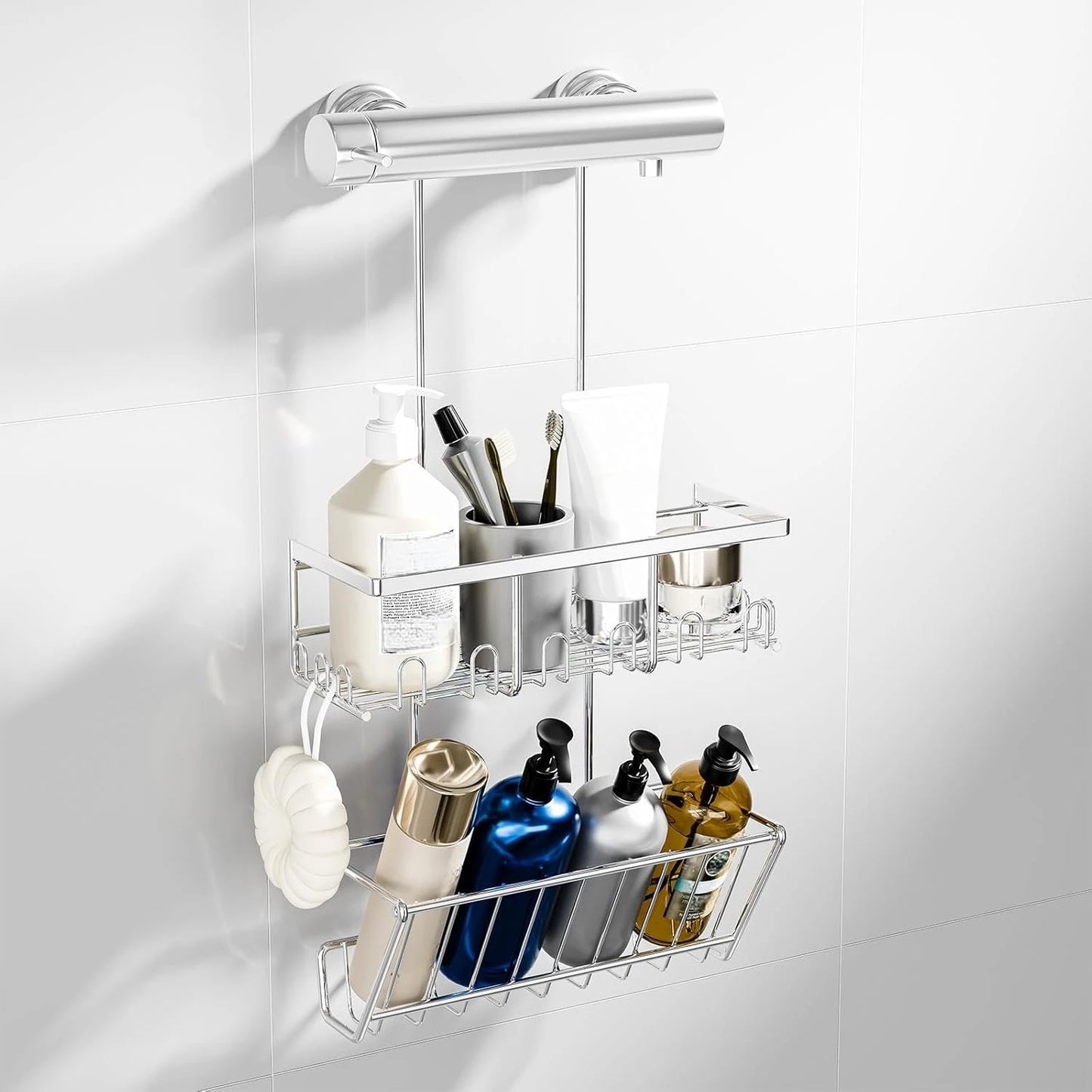 Shower Caddy No Drilling Required Silver