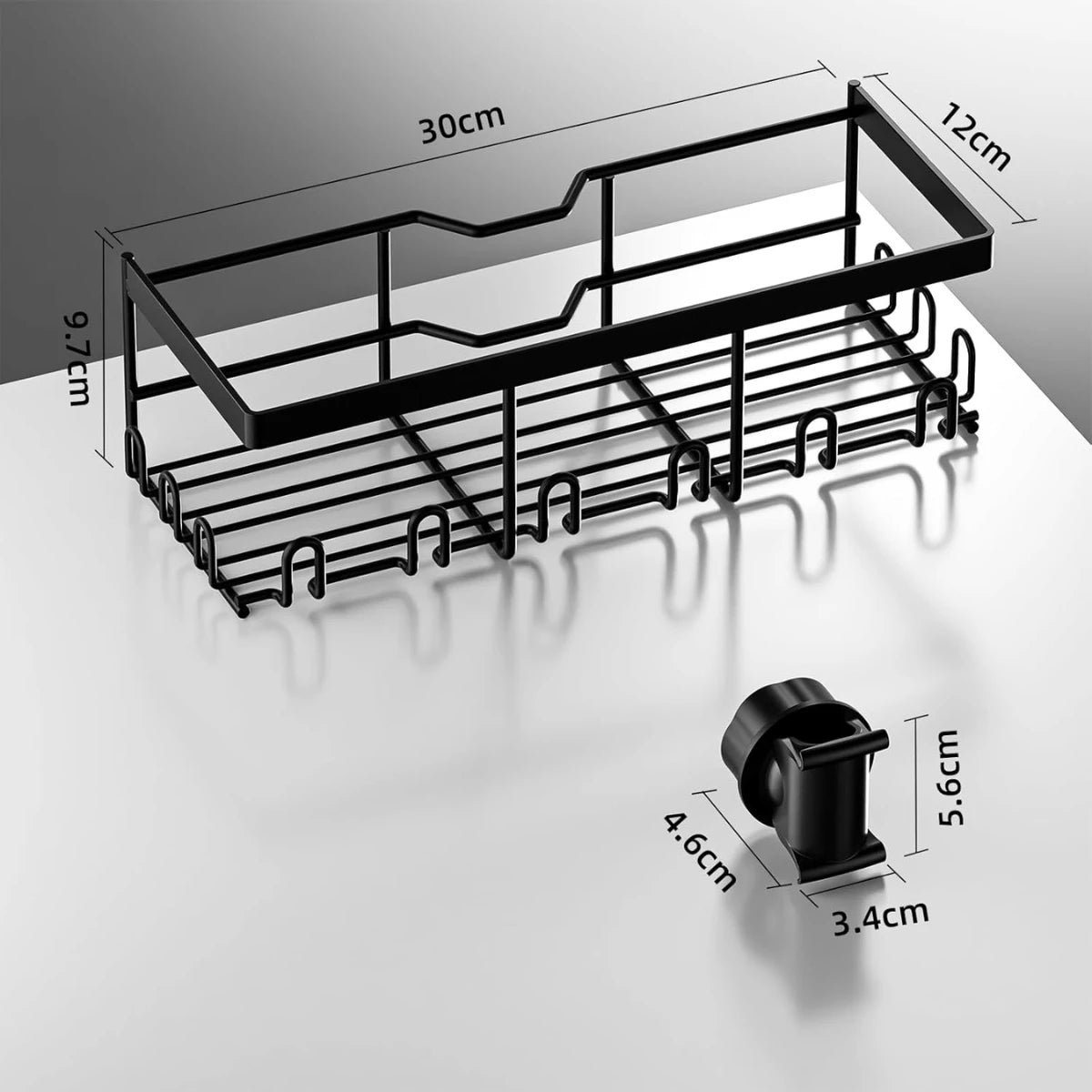 HouseUp® Duschablage ohne Bohren – Schwarz Edelstahl Duschregal für Duschstange (18-25mm), Rostfrei