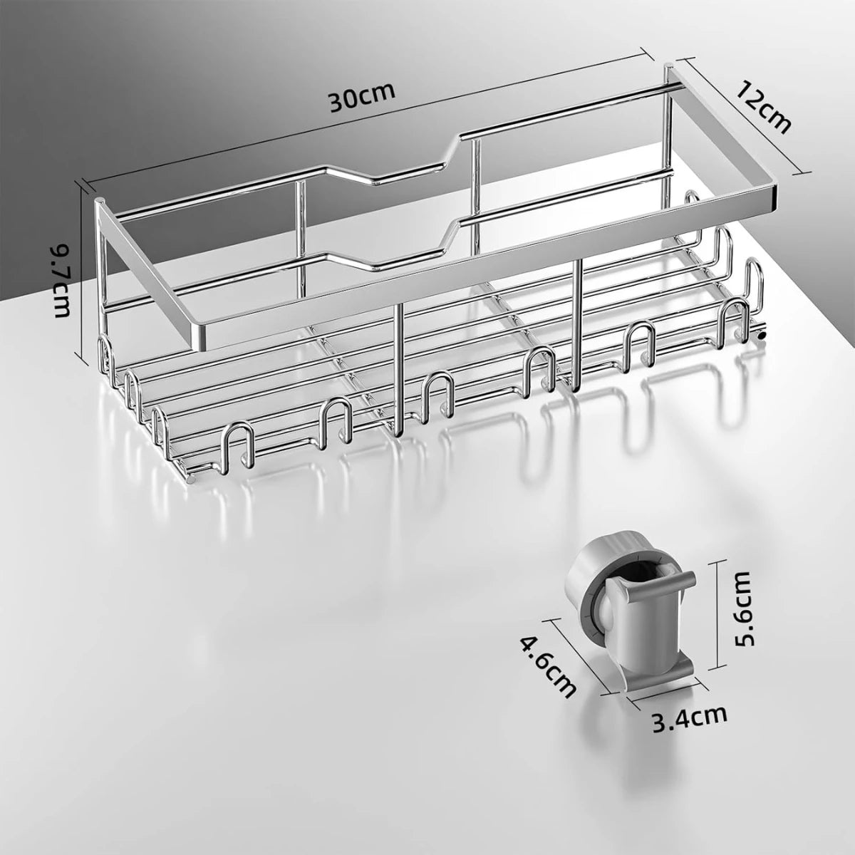 HouseUp® Duschablage ohne Bohren – Silber Edelstahl Duschregal für Duschstange (18-25mm), Rostfrei