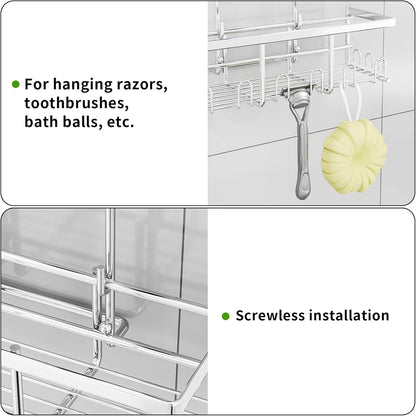 Shower Caddy No Drilling Required Silver