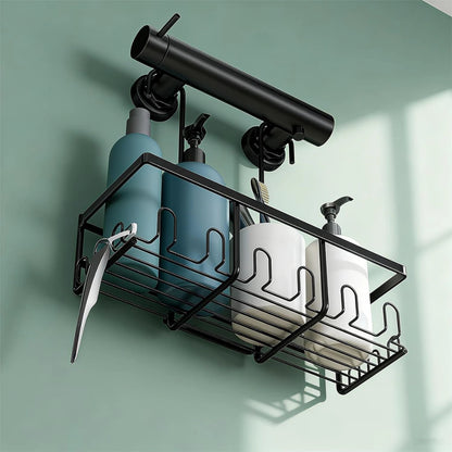 Duschablage Schwarz ohne Bohren - Rostfrei Edelstahl Duschregal zum Hängen, Duschkorb für Duscharmatur & Bad (1 Stück) - HouseUp®