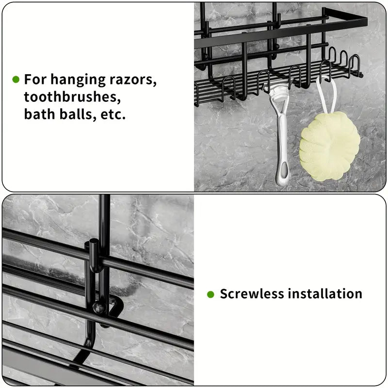 Shower Caddy No Drilling Required Black