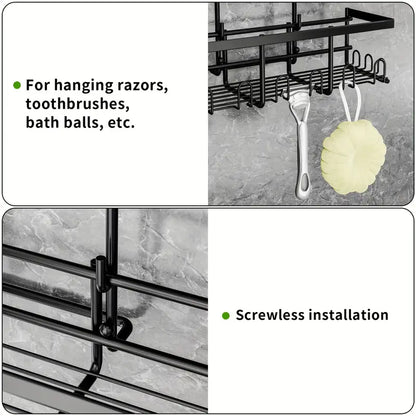 Shower Caddy No Drilling Required Black